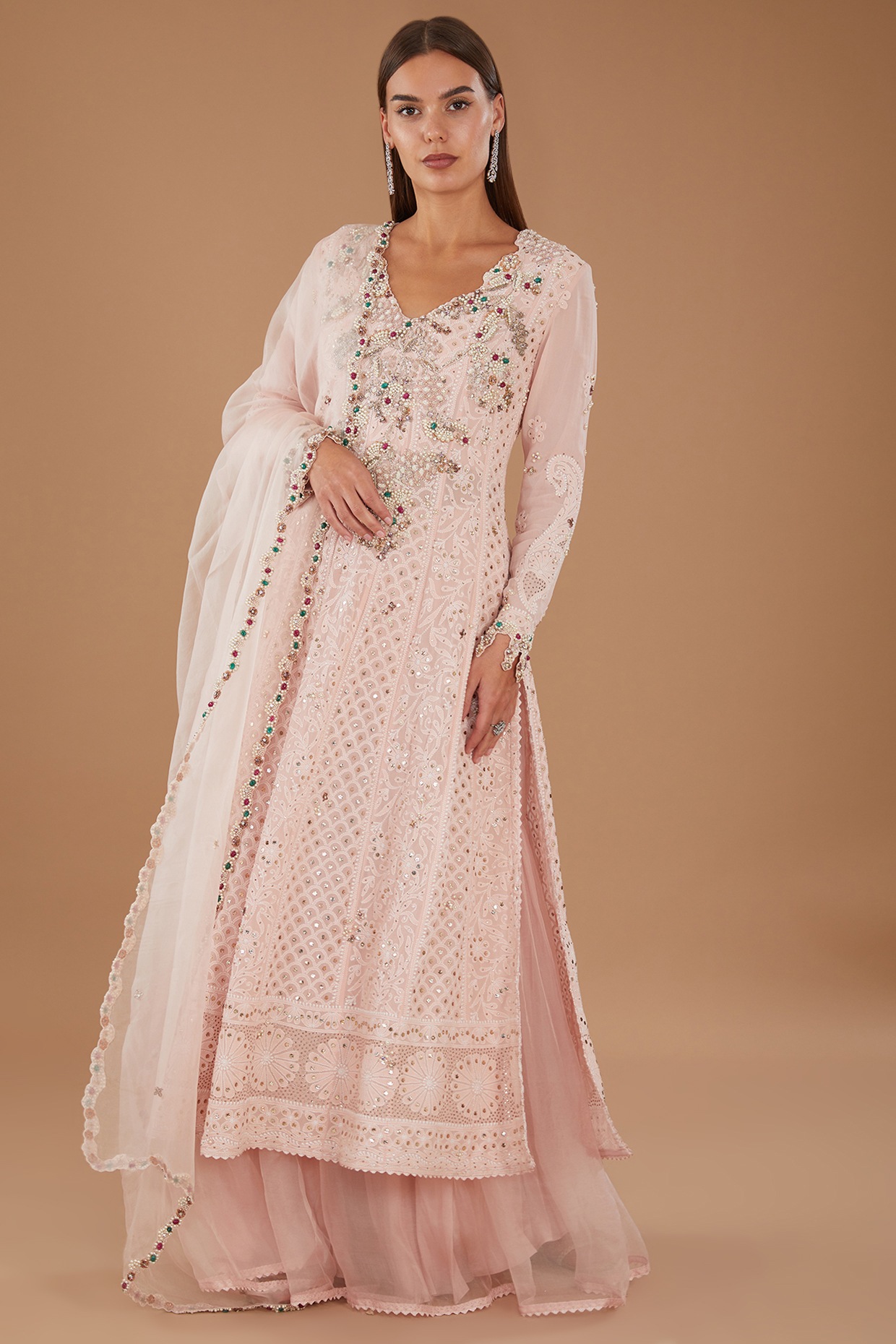 Pure Chiffon Georgette Chikankari Hand Embroidery Unstitched Suit. –  fab-persona